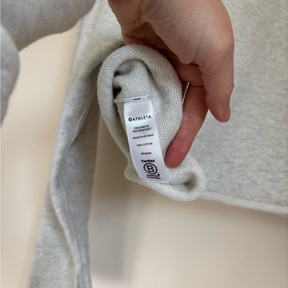 SOLD- Athleta French Terry Rolled-Hem Crop Sweatshirt in Stone - Picture 7 of 7
